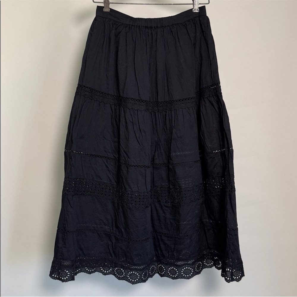 NWT! GAP Black Tiered Lace-Trim Maxi Skirt 775443 🎖️ - Picture 6 of 7